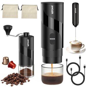 Portable Electric Espresso Machine & Manual Coffee Grinder & Electric Milk Froth